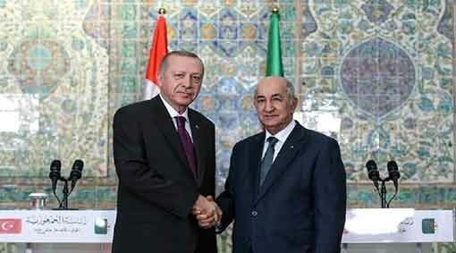 بيان للرئاسة الجزائرية : الرئيسان التركي والجزائري يبحثان تطورات المنطقة
